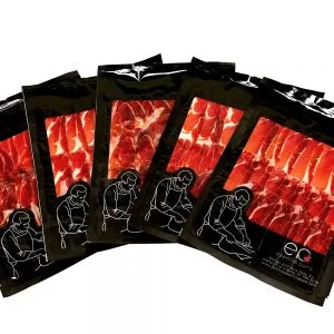 Jamón de Cebo Ibérico 50% Raza Ibérica loncheado a máquina 5 bandejas de 100 gramos