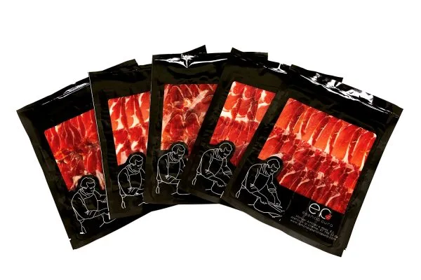 Jamón de Cebo Ibérico 50% Raza Ibérica cortado a máquina 5 bandejas de 200 gramos